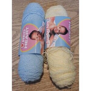 Lot Of 2 Red Heart Baby Fingering Yarn- Baby Blue & Baby Yellow
